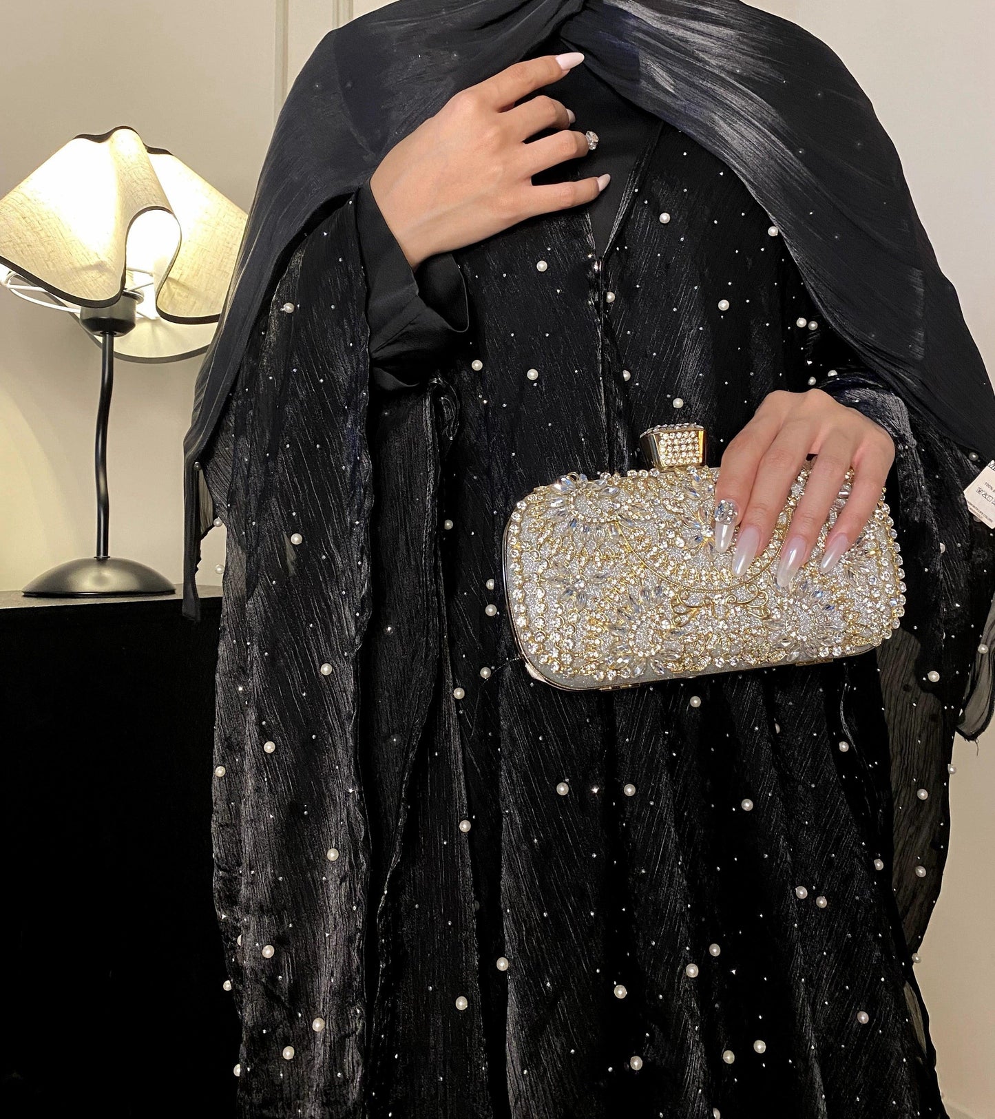 Eid Collection | Elegant Starlight Abaya Set in Black (clearance online only)