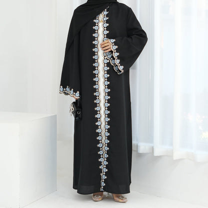 Eid Edit|Open Abaya With Floral Embroidery (clearance online only)