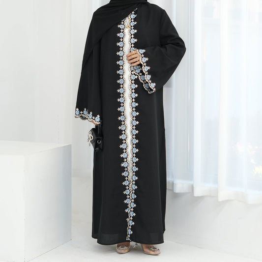 Eid Edit|Open Abaya With Floral Embroidery (clearance online only)