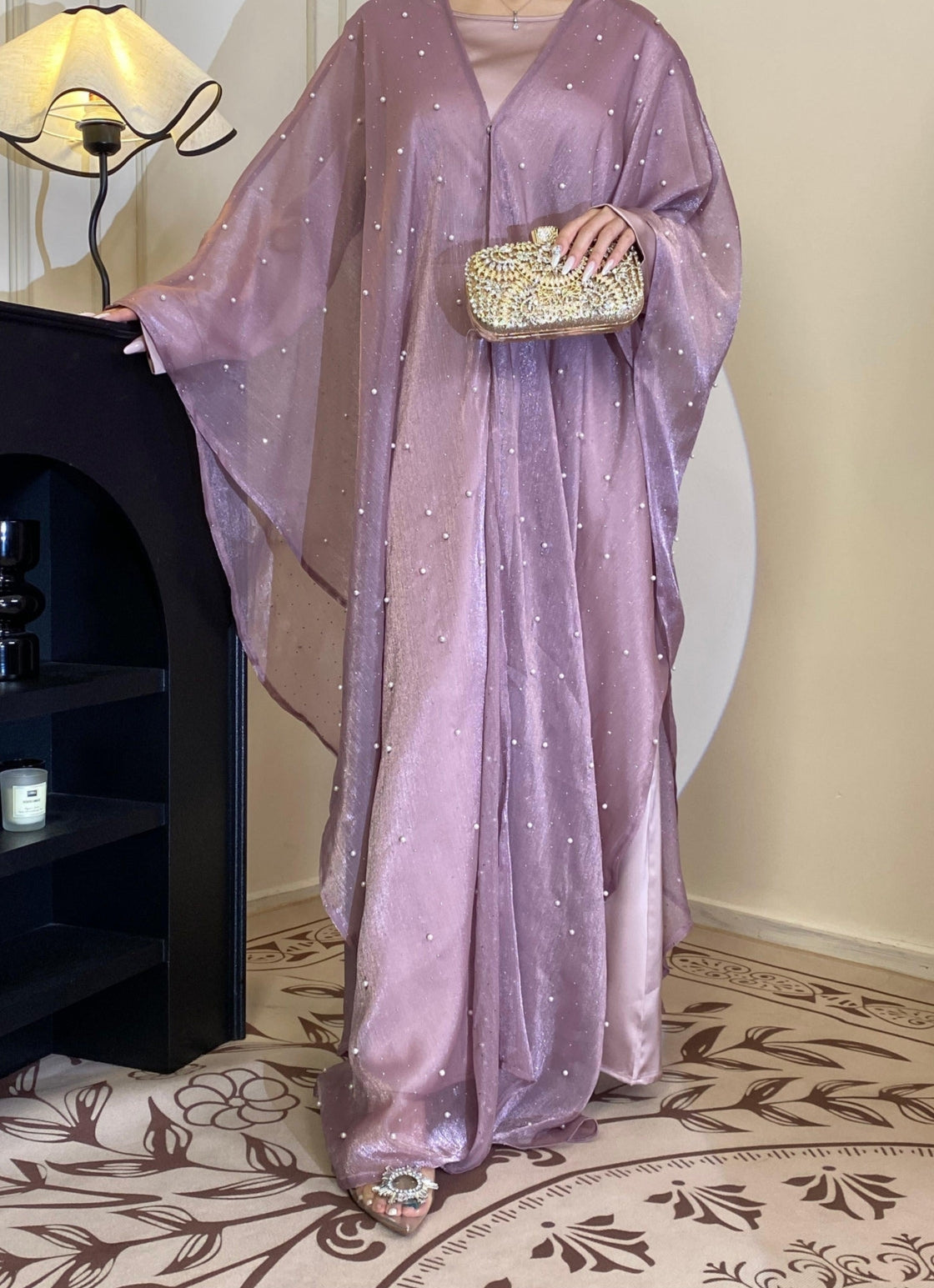 Eid Collection | Elegant Starlight Abaya Set in Violet (clearance online only)