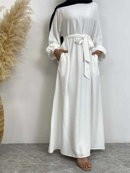 Elegant White Abaya (fully lined)