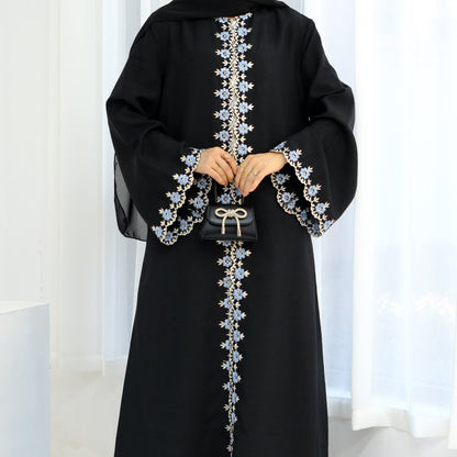 Eid Edit|Open Abaya With Floral Embroidery (clearance online only)